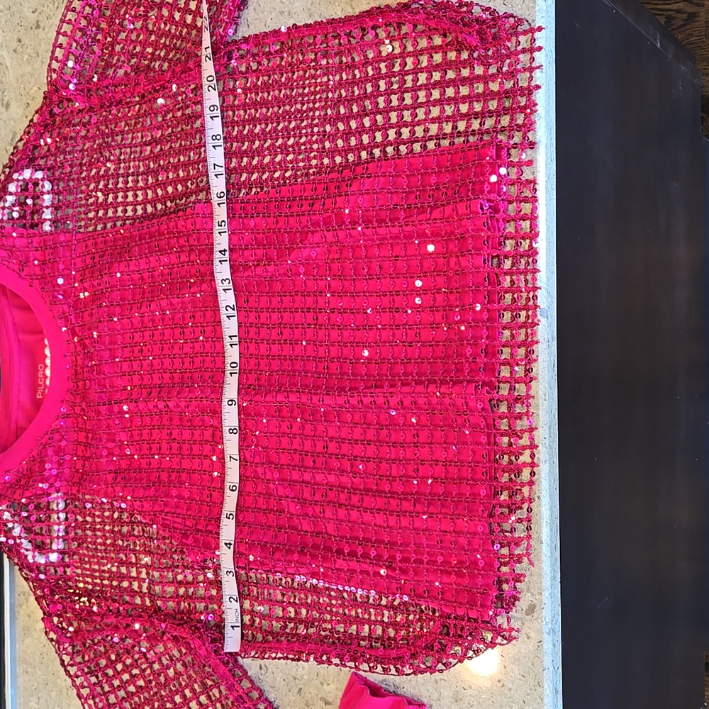 NEW Pilcro Raspberry Sequin Mesh Top - Picture 7 of 10